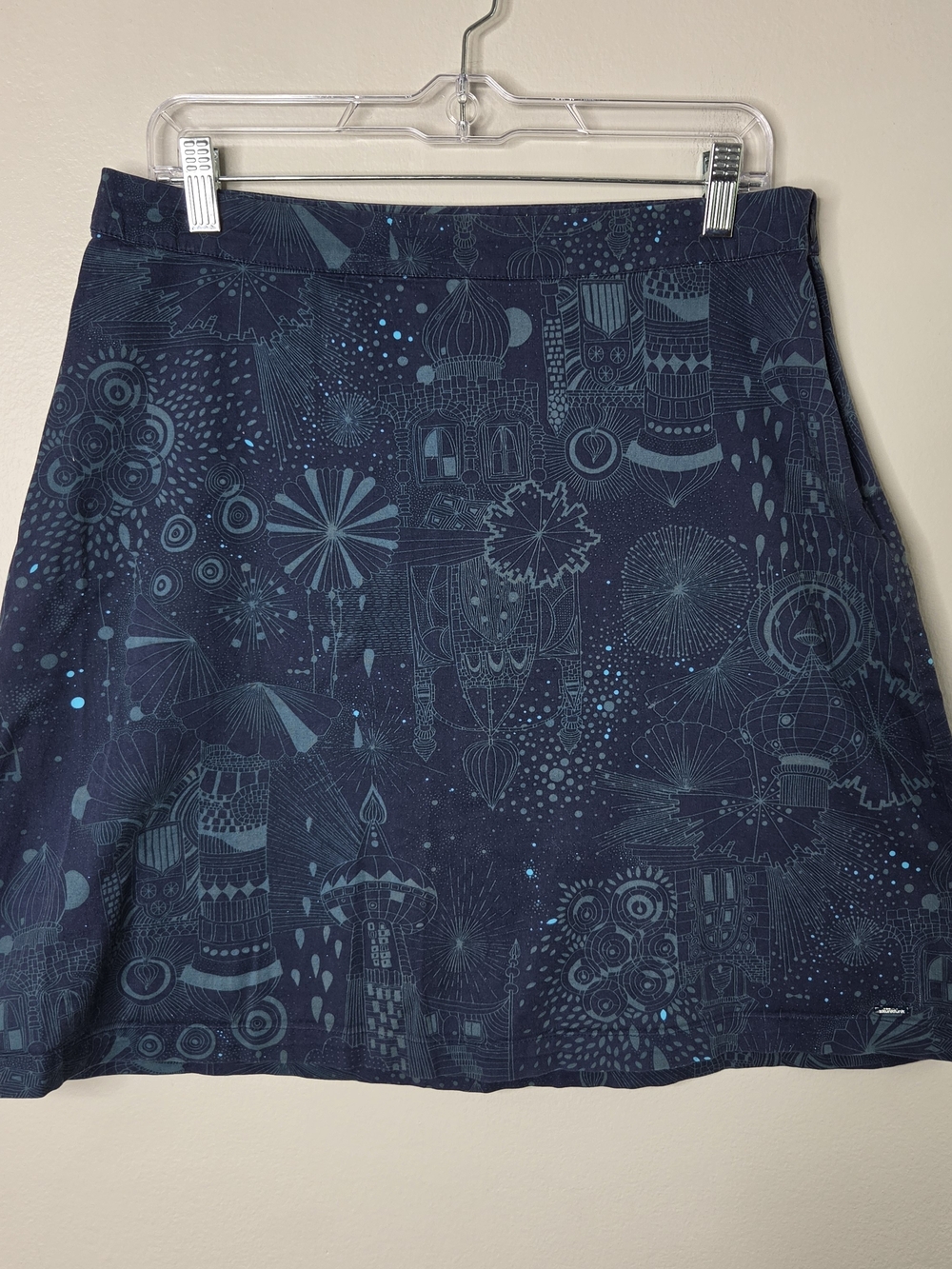Skunkfunk Cotton Blue Printed A-line Mini Skirt